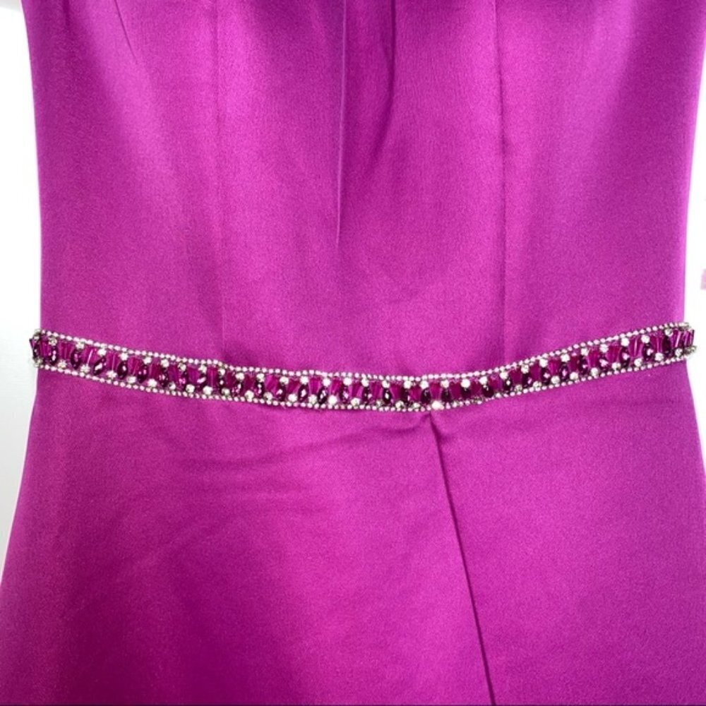NEW Glamour Terani Couture Pink Fuchsia Off The Shoulder Beaded Gown Dress Prom - Picture 7 of 14